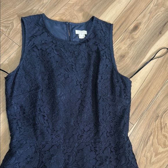 J. Crew Blue Sheath Midi Dress Sleeveless Crew Neck - Picture 4 of 16